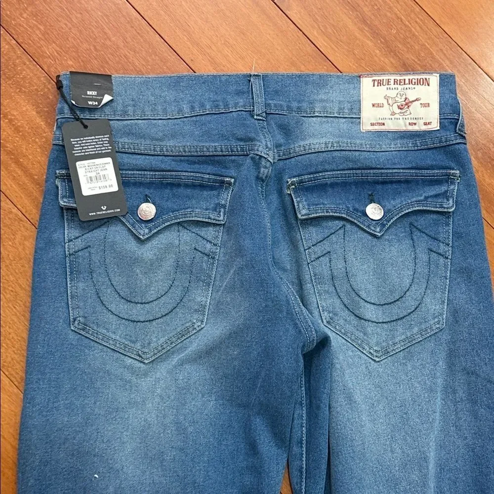NWT True Religion Men's Ricky Straight Flap Jeans  Medium Maze Runner size 34‎